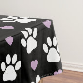 Paw Pattern, Dog Paws, White Paws, Lila Hearts Tafelkleed (Voorbeeld)