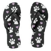 Paw Pattern, Dog Paws, White Paws, Lila Hearts Teenslippers (Voetbed)