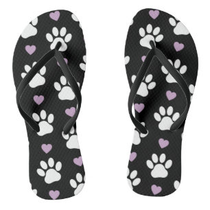 Paw Pattern, Dog Paws, White Paws, Lila Hearts Teenslippers