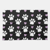Paw Pattern, Dog Paws, White Paws, Lila Hearts Theedoek (Horizontaal)