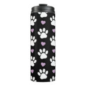 Paw Pattern, Dog Paws, White Paws, Lila Hearts Thermosbeker (Voorkant)