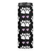 Paw Pattern, Dog Paws, White Paws, Lila Hearts Thermosbeker (Achterkant)