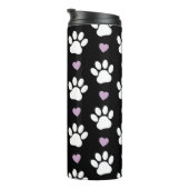 Paw Pattern, Dog Paws, White Paws, Lila Hearts Thermosbeker (Geroteerd rechts)