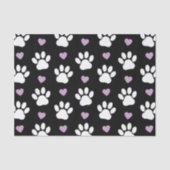 Paw Pattern, Dog Paws, White Paws, Lila Hearts Tissuepapier (Voorkant)