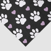 Paw Pattern, Dog Paws, White Paws, Lila Hearts Tissuepapier (Detail)