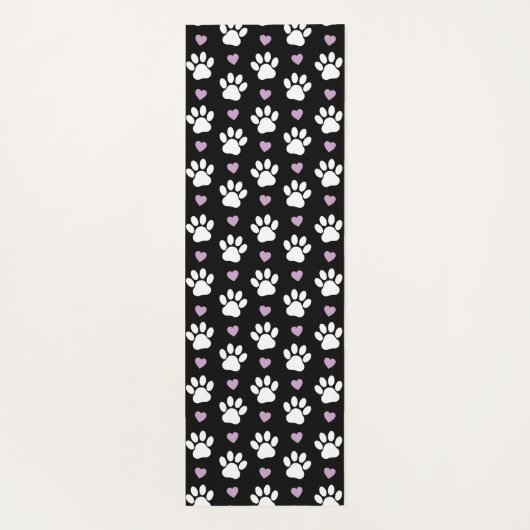 Paw Pattern, Dog Paws, White Paws, Lila Hearts Yogamat (Achterkant)