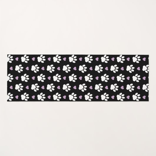 Paw Pattern, Dog Paws, White Paws, Lila Hearts Yogamat (Voorkant (horizontaal))