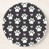 Paw Pattern, Dog Paws, White Paws, Lila Hearts Zandsteen Onderzetter (Voorkant)