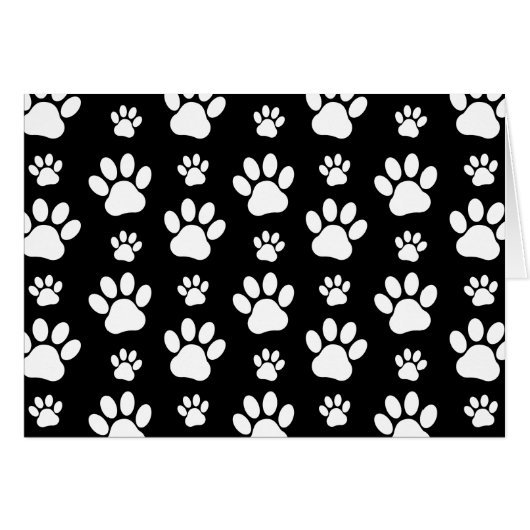 Paw Pattern, Paw Prints, Dog Paws, Black and White (Voorkant Horizontaal)