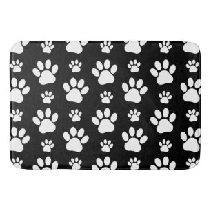 Paw Pattern, Paw Prints, Dog Paws, Black and White Badmat