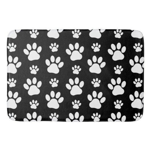 Paw Pattern, Paw Prints, Dog Paws, Black and White Badmat (Voorkant)