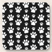 Paw Pattern, Paw Prints, Dog Paws, Black and White Bier Onderzetter (Voorkant)