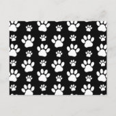 Paw Pattern, Paw Prints, Dog Paws, Black and White Briefkaart (Voorkant)