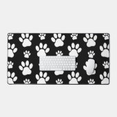 Paw Pattern, Paw Prints, Dog Paws, Black and White Bureaumat (Keyboard & Muis)