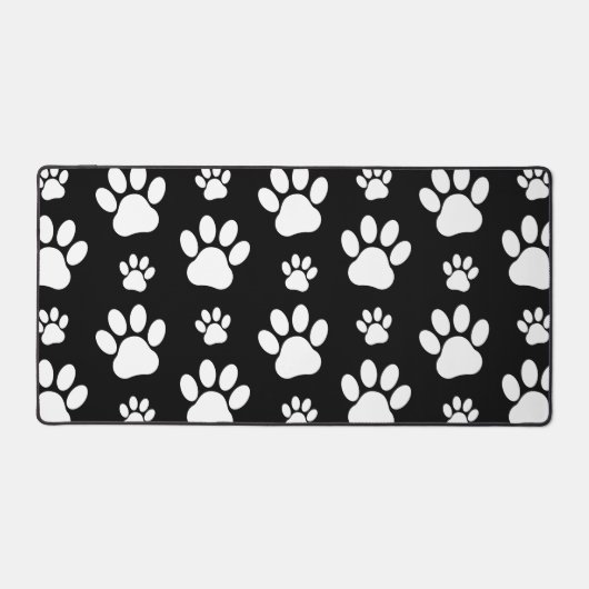 Paw Pattern, Paw Prints, Dog Paws, Black and White Bureaumat (Voorkant)
