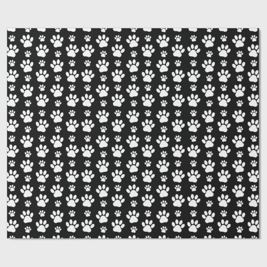 Paw Pattern, Paw Prints, Dog Paws, Black and White Cadeaupapier (Vlak)