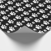 Paw Pattern, Paw Prints, Dog Paws, Black and White Cadeaupapier (Hoek)