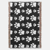 Paw Pattern, Paw Prints, Dog Paws, Black and White Deken (Voorkant Verticaal)