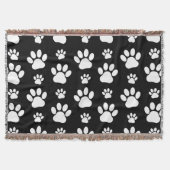 Paw Pattern, Paw Prints, Dog Paws, Black and White Deken (Voorkant)