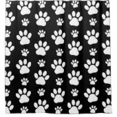 Paw Pattern, Paw Prints, Dog Paws, Black and White Douchegordijn (Voorkant)