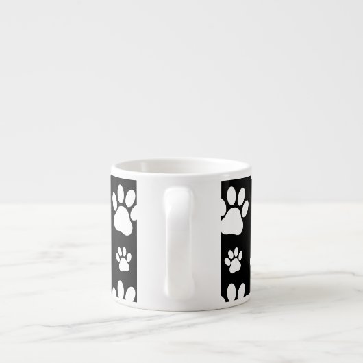 Paw Pattern, Paw Prints, Dog Paws, Black and White Espresso Kop (Achterkant)