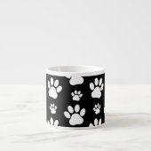 Paw Pattern, Paw Prints, Dog Paws, Black and White Espresso Kop (Voorkant)