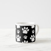 Paw Pattern, Paw Prints, Dog Paws, Black and White Espresso Kop (Voorkant rechts)