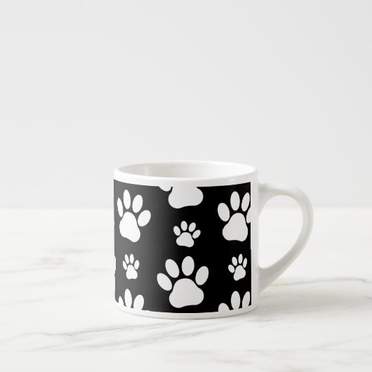 Paw Pattern, Paw Prints, Dog Paws, Black and White Espresso Kop (Rechts)