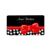 Paw Pattern, Paw Prints, Dog Paws, Black and White Etiket (Voorkant)