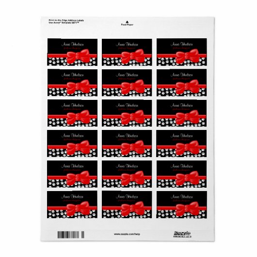 Paw Pattern, Paw Prints, Dog Paws, Black and White Etiket (Full Sheet)