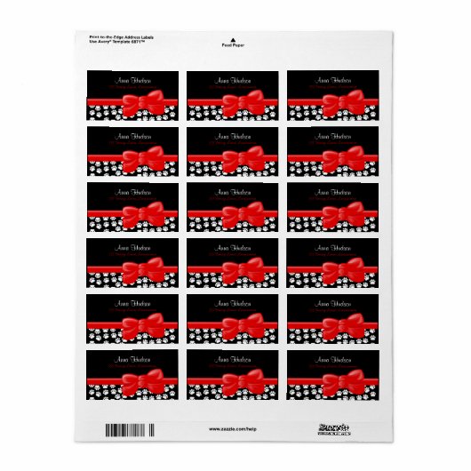 Paw Pattern, Paw Prints, Dog Paws, Black and White Etiket (Full Sheet)