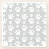 Paw Pattern, Paw Prints, Dog Paws, Black and White Glazen Onderzetter (Achterkant)