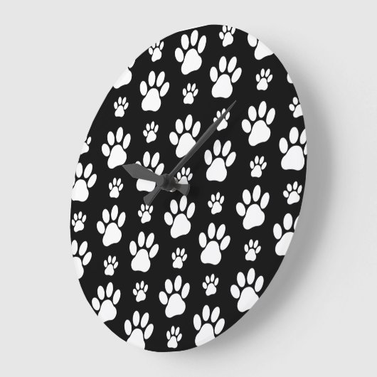 Paw Pattern, Paw Prints, Dog Paws, Black and White Grote Klok (Hoek)