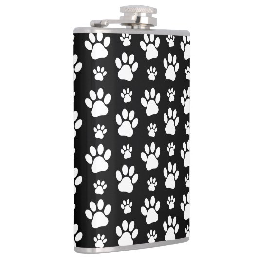 Paw Pattern, Paw Prints, Dog Paws, Black and White Heupfles (Rechts)