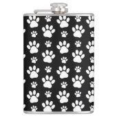 Paw Pattern, Paw Prints, Dog Paws, Black and White Heupfles (Voorkant)