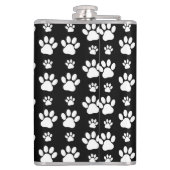 Paw Pattern, Paw Prints, Dog Paws, Black and White Heupfles (Achterkant)