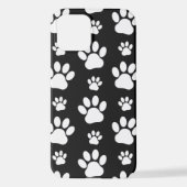 Paw Pattern, Paw Prints, Dog Paws, Black and White iPhone Hoesje (Achterkant)