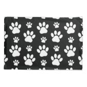Paw Pattern, Paw Prints, Dog Paws, Black and White Kussensloop (Achterkant)