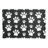 Paw Pattern, Paw Prints, Dog Paws, Black and White Kussensloop (Voorkant)