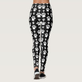 Paw Pattern, Paw Prints, Dog Paws, Black and White Leggings (Achterkant)