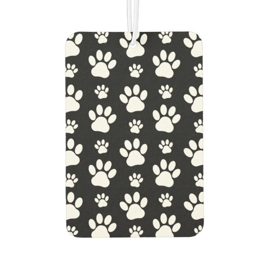 Paw Pattern, Paw Prints, Dog Paws, Black and White Luchtverfrisser (Achterkant)