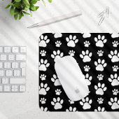 Paw Pattern, Paw Prints, Dog Paws, Black and White Muismat