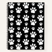 Paw Pattern, Paw Prints, Dog Paws, Black and White Notitieboek (Voorkant)