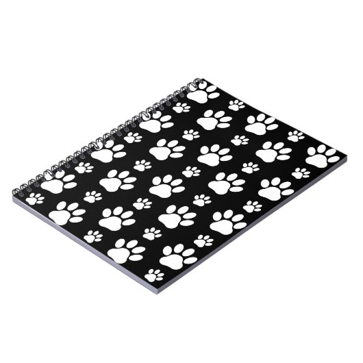 Paw Pattern, Paw Prints, Dog Paws, Black and White Notitieboek (Linkerzijde)