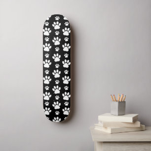 Paw Pattern, Paw Prints, Dog Paws, Black and White Persoonlijk Skateboard