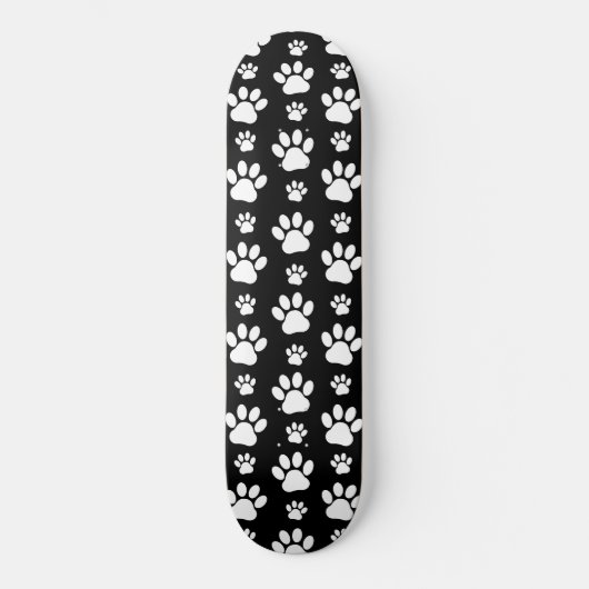 Paw Pattern, Paw Prints, Dog Paws, Black and White Persoonlijk Skateboard (Voorkant)