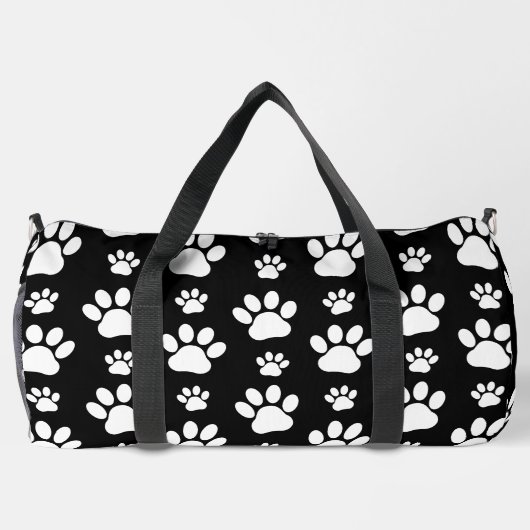Paw Pattern, Paw Prints, Dog Paws, Black and White Plunjezak (Achterkant)