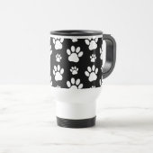 Paw Pattern, Paw Prints, Dog Paws, Black and White Reisbeker (Voorkant rechts)