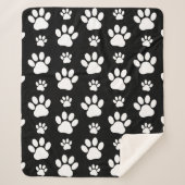 Paw Pattern, Paw Prints, Dog Paws, Black and White Sherpa Deken (Voorkant)