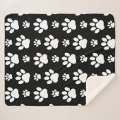 Paw Pattern, Paw Prints, Dog Paws, Black and White Sherpa Deken (Voorkant (horizontaal))